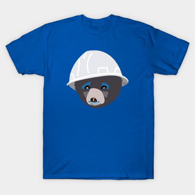 Bear Cub in a White Hard Hat  Funny Foreman Construction Humor T-Shirt by The Trades Store